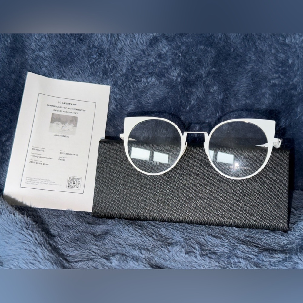 Fendi White Vintage Style Cat Eye Eyeglasses